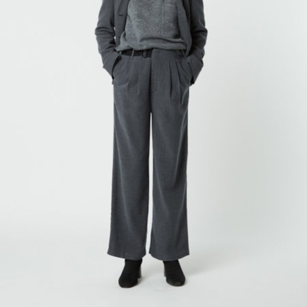 Oak + Fort Grey Herringbone Slouchy Belt Pants